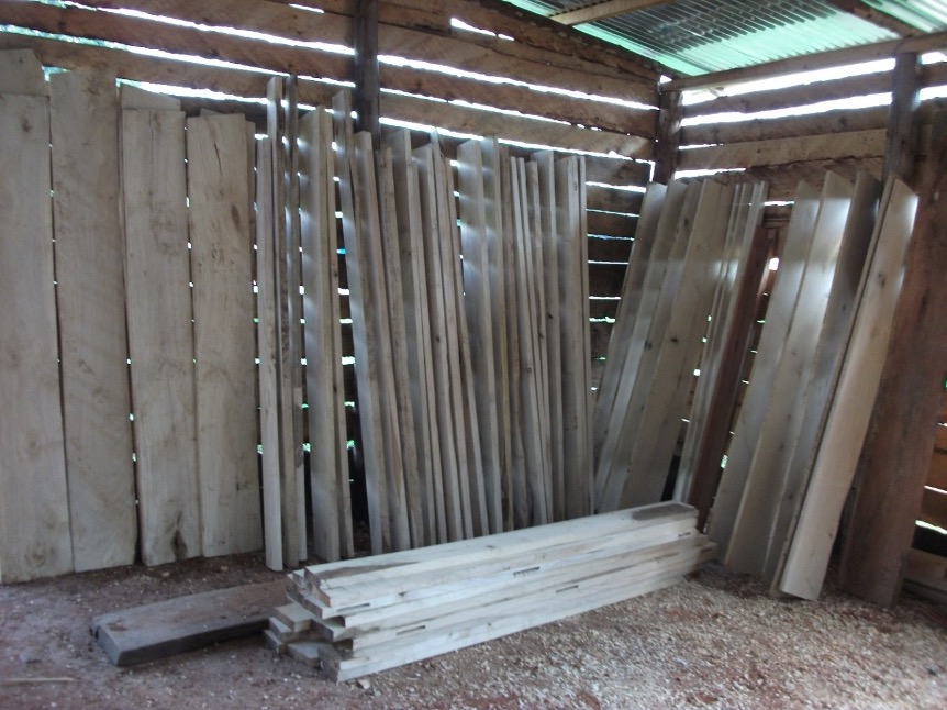 Timbers being put to sizzle (dry) for making Kenyan Top Bar hives and European bee hives with support from BDMF